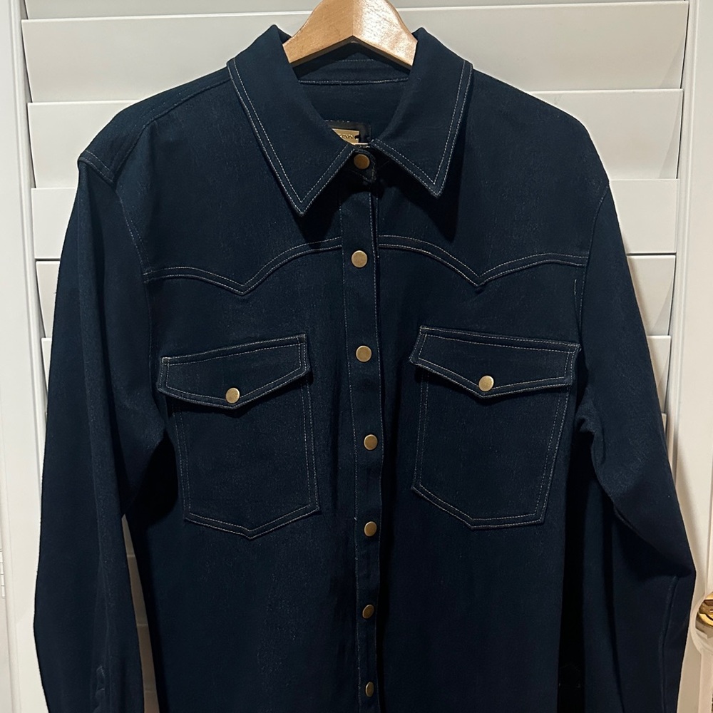 ALEXIA ADMOR Della Classic Button Down Oversized Denim Top- Size L